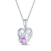 Thumbnail Image 3 of Heart-Shaped Pink Lab-Created Sapphire "Mom" Heart Necklace Sterling Silver 18"