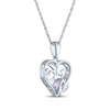 Thumbnail Image 4 of Heart-Shaped Pink Lab-Created Sapphire "Mom" Heart Necklace Sterling Silver 18"