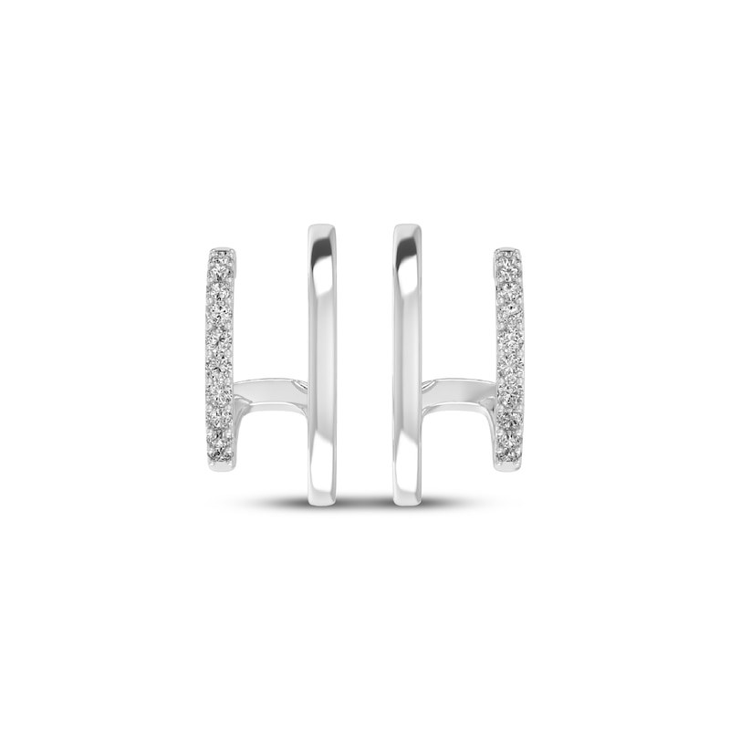 Main Image 2 of Diamond Two-Row Split Hoop Earrings 1/8 ct tw Sterling Silver