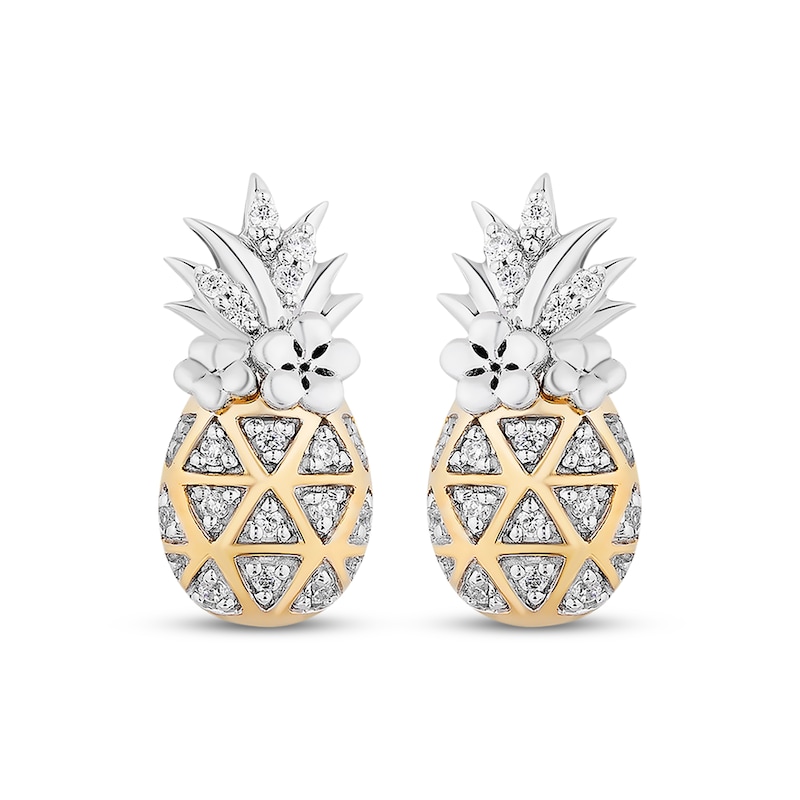 Main Image 2 of Disney Treasures Lilo & Stitch Diamond Pineapple Stud Earrings 1/15 ct tw Sterling Silver & 10K Yellow Gold