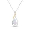 Thumbnail Image 1 of Pear-Shaped Lab-Created Opal & Diamond Swirling Teardrop Necklace 1/20 ct tw Sterling Silver & 10K Yellow Gold 18"