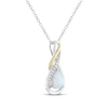 Thumbnail Image 2 of Pear-Shaped Lab-Created Opal & Diamond Swirling Teardrop Necklace 1/20 ct tw Sterling Silver & 10K Yellow Gold 18"