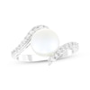 Thumbnail Image 1 of Cultured Pearl & White Lab-Created Sapphire Ring Sterling Silver