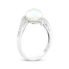 Thumbnail Image 2 of Cultured Pearl & White Lab-Created Sapphire Ring Sterling Silver