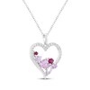 Thumbnail Image 2 of Multi-Shape Lab-Created Gemstone Scatter Heart Necklace Sterling Silver 18"