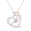 Thumbnail Image 2 of Pink & White Lab-Created Sapphire Heart "Mom" Necklace Sterling Silver & 10K Rose Gold 18"