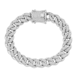 Men's Lab-Grown Diamond Curb Chain Bracelet 2 ct tw 10K White Gold 8.25"