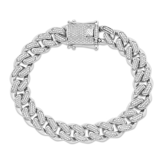 Men's Lab-Grown Diamond Curb Chain Bracelet 2 ct tw 10K White Gold 8.25"