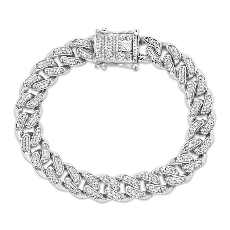 Main Image 1 of Men's Lab-Grown Diamond Curb Chain Bracelet 2 ct tw 10K White Gold 8.25"