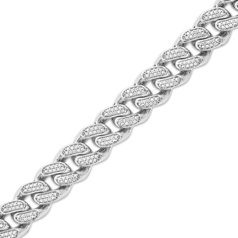 Main Image 2 of Men's Lab-Grown Diamond Curb Chain Bracelet 2 ct tw 10K White Gold 8.25"