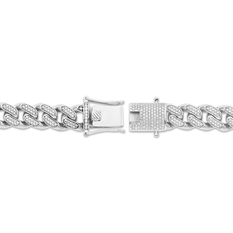 Main Image 3 of Men's Lab-Grown Diamond Curb Chain Bracelet 2 ct tw 10K White Gold 8.25"