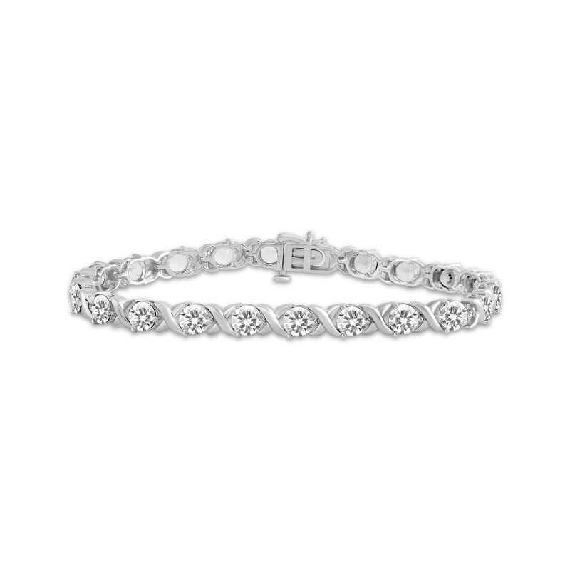 Main Image 1 of White Lab-Created Sapphire "XO" Bracelet Sterling Silver 7.5"