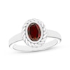 Thumbnail Image 1 of Oval-Cut Garnet Solitaire Twist Frame Ring Sterling Silver