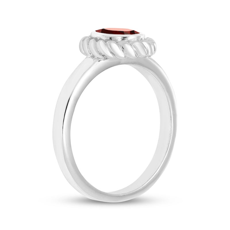 Main Image 2 of Oval-Cut Garnet Solitaire Twist Frame Ring Sterling Silver