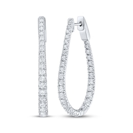 Lab-Grown Diamond Inside-Out Oval Hoop Earrings 2 ct tw 10K White Gold