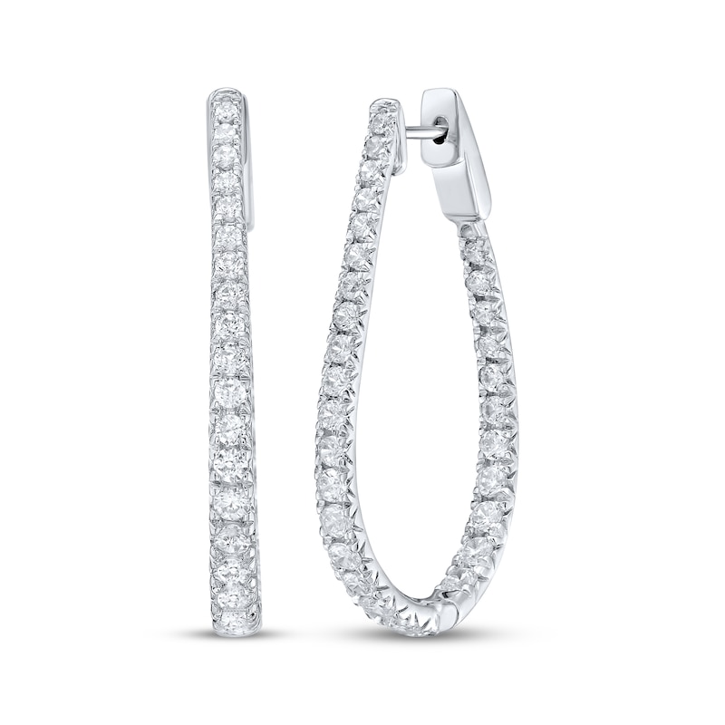 Main Image 1 of Lab-Grown Diamond Inside-Out Oval Hoop Earrings 2 ct tw 10K White Gold