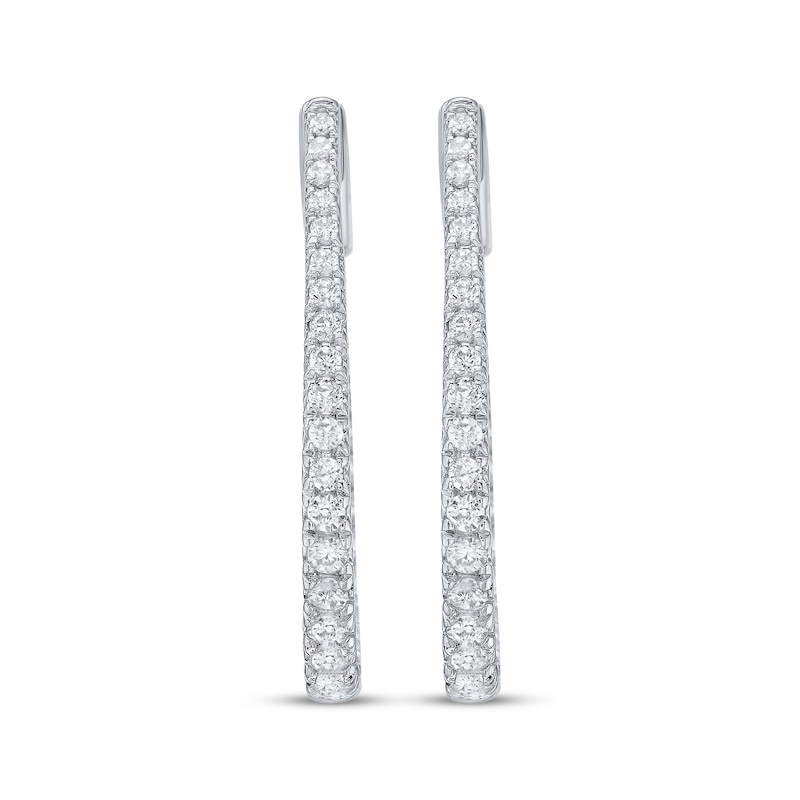 Main Image 2 of Lab-Grown Diamond Inside-Out Oval Hoop Earrings 2 ct tw 10K White Gold