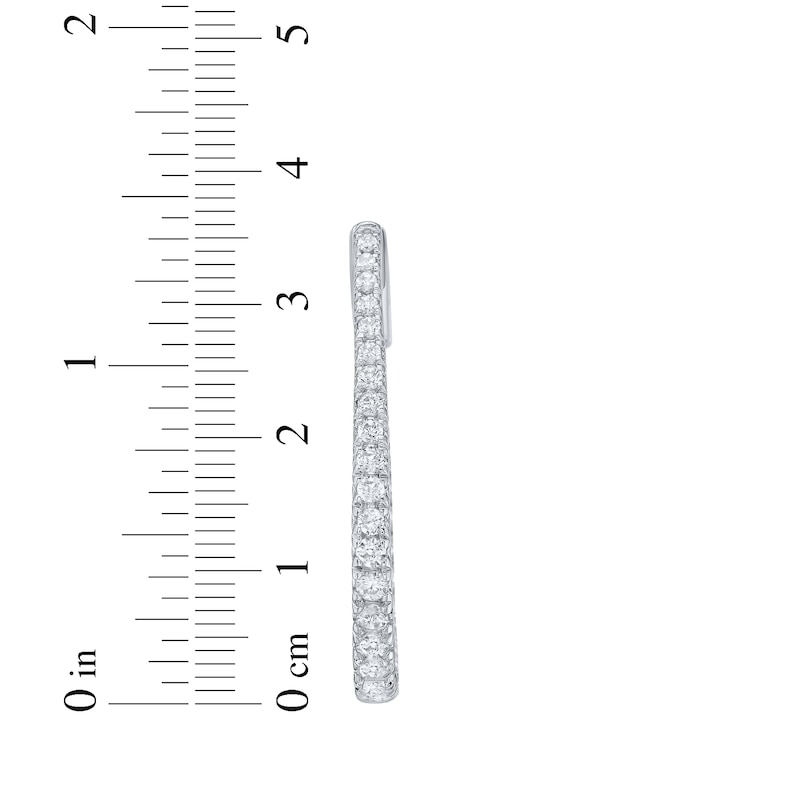 Main Image 5 of Lab-Grown Diamond Inside-Out Oval Hoop Earrings 2 ct tw 10K White Gold