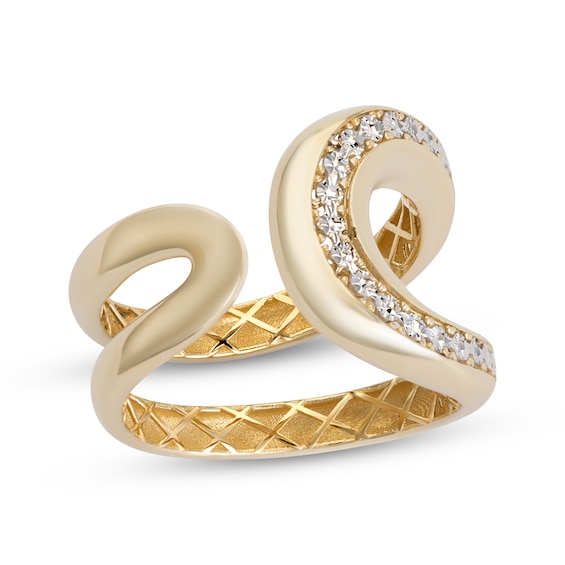Italian Brilliance Diamond-Cut Open Curve Ring 14K Two-Tone Gold