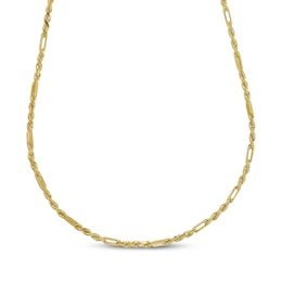 3mm Figaro Rope Chain Necklace Solid 14K Yellow Gold 24"