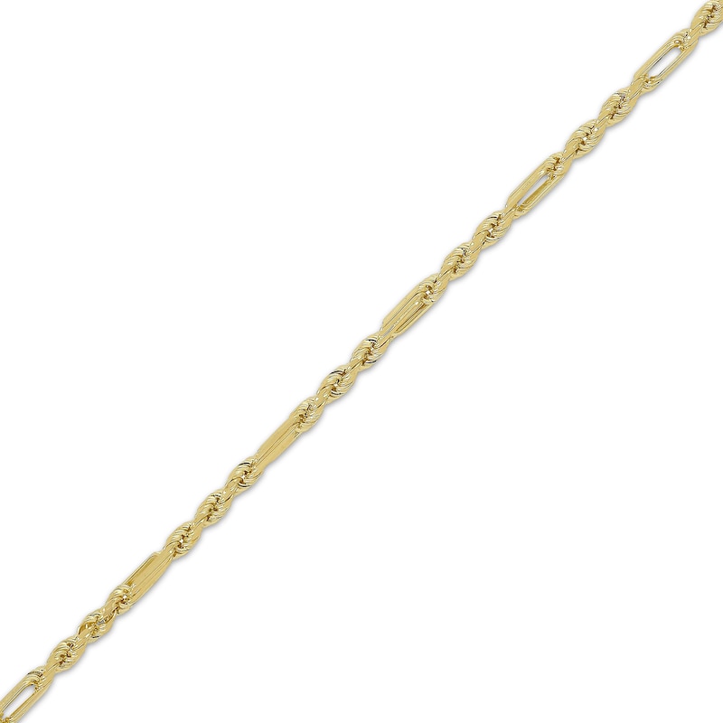 Main Image 2 of 3mm Figaro Rope Chain Necklace Solid 14K Yellow Gold 24"