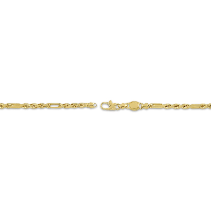 Main Image 3 of 3mm Figaro Rope Chain Necklace Solid 14K Yellow Gold 24"
