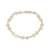 Thumbnail Image 1 of 6.9mm Flower Link Chain & Bead Bracelet Solid 14K Yellow Gold 7.5"