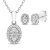 Thumbnail Image 2 of Multi-Diamond Oval Necklace & Stud Earrings Gift Set 1/3 ct tw 10K White Gold