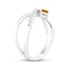 Thumbnail Image 2 of Pear-Shaped Citrine & White Lab-Created Sapphire Orbit Ring Sterling Silver