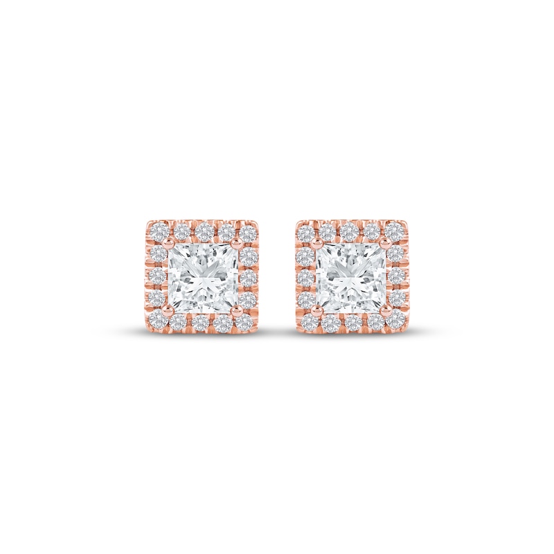 Main Image 2 of KAY Princess-Cut Lab-Grown Diamond Stud Earrings 1/2 ct tw 14K Rose Gold (F/VS2)