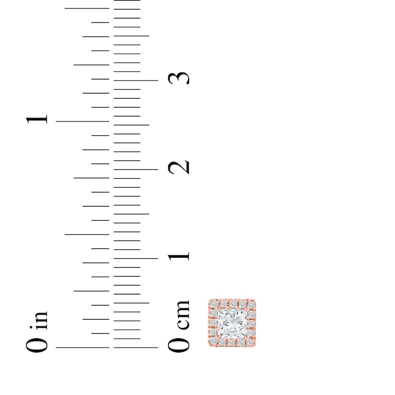 Main Image 5 of KAY Princess-Cut Lab-Grown Diamond Stud Earrings 1/2 ct tw 14K Rose Gold (F/VS2)