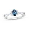Thumbnail Image 1 of American Blue Sapphire & Diamond Twist Shank Ring 1/20 ct tw Sterling Silver