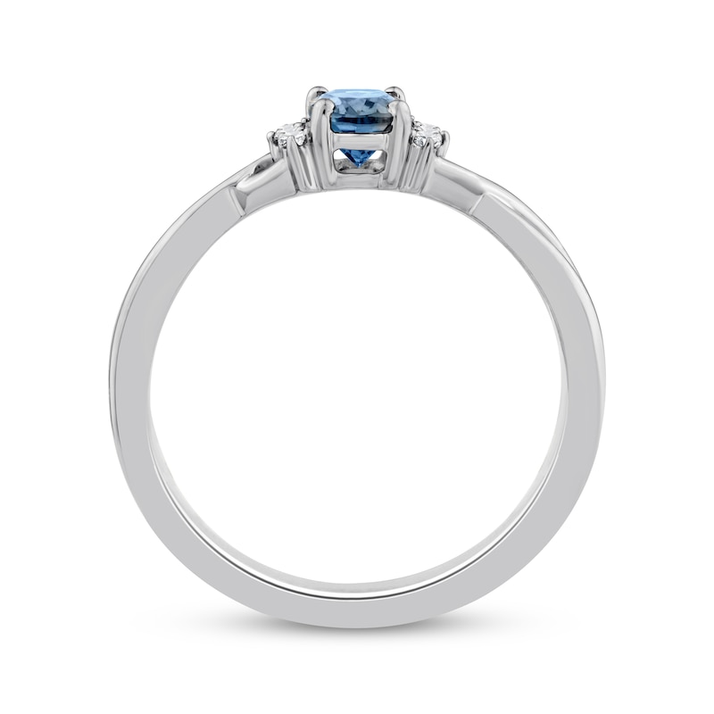 Main Image 3 of American Blue Sapphire & Diamond Twist Shank Ring 1/20 ct tw Sterling Silver