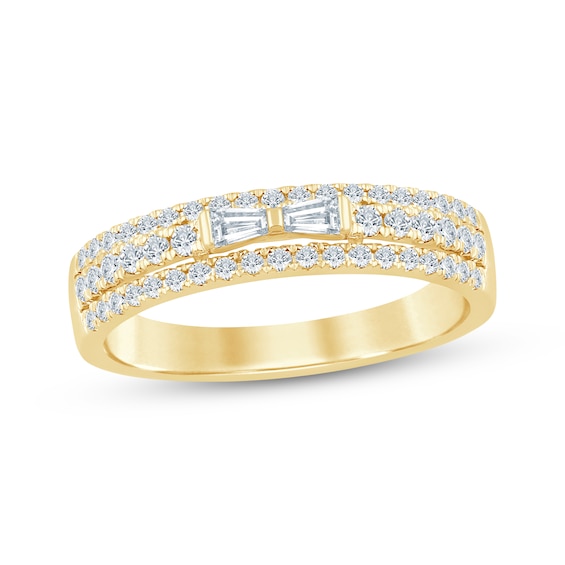 KAY Bow Collection Baguette & Round-Cut Lab-Grown Diamond Anniversary Ring 1/2 ct tw 14K Yellow Gold