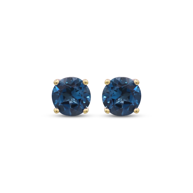 Main Image 2 of Natural Blue Sapphire Solitaire Earrings 10K Yellow Gold