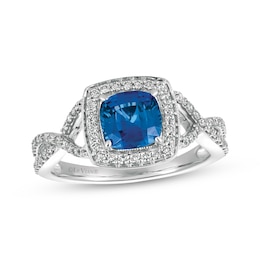 Le Vian Cushion-Cut Blue Sapphire Ring 3/8 ct tw Diamonds 14K Vanilla Gold