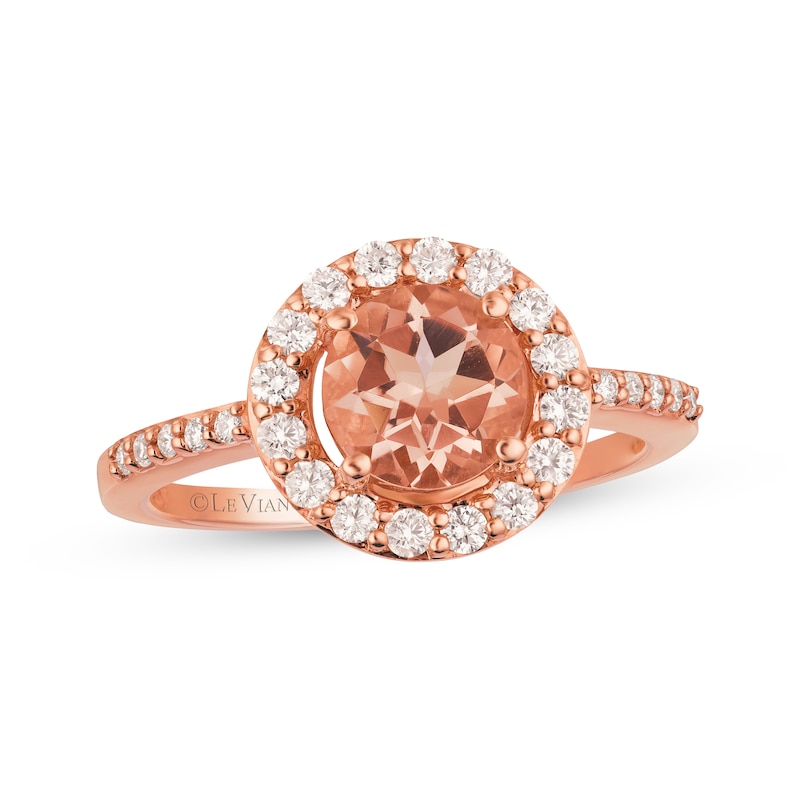 Main Image 1 of Le Vian Morganite Halo Ring 3/8 ct tw Diamond 14K Strawberry Gold