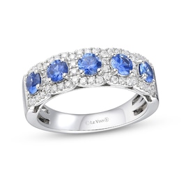 Le Vian Blue Sapphire Ring 3/8 ct tw Diamonds Platinum