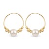 Thumbnail Image 2 of Cultured Pearl Hoop & Bead Earrings 10K Yellow Gold