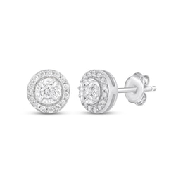Diamond Halo Stud Earrings 1/4 ct tw 10K White Gold