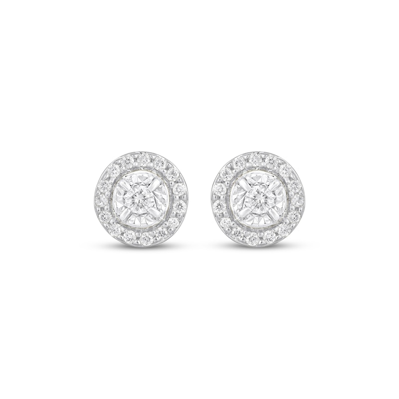Main Image 2 of Diamond Halo Stud Earrings 1/4 ct tw 10K White Gold
