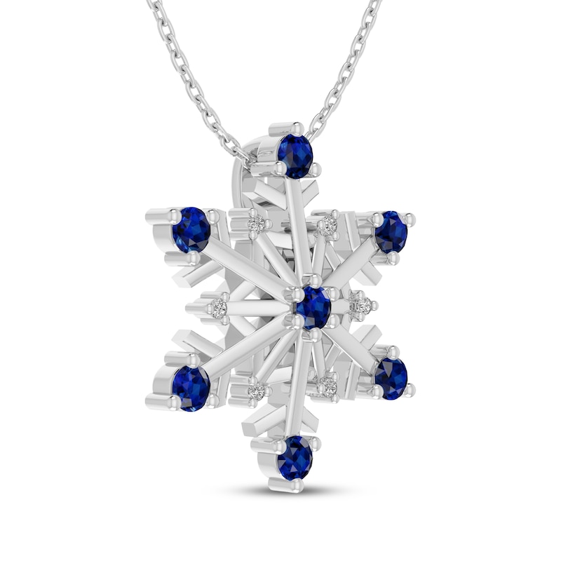 Main Image 2 of Blue & White Lab-Created Sapphire Snowflake Necklace Sterling Silver 18"