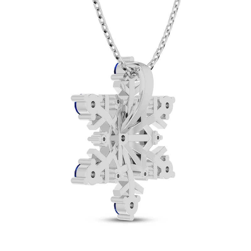 Main Image 3 of Blue & White Lab-Created Sapphire Snowflake Necklace Sterling Silver 18"