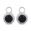 Thumbnail Image 2 of Black Agate & White Lab-Created Sapphire Halo Earring Charms Sterling Silver
