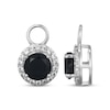Thumbnail Image 3 of Black Agate & White Lab-Created Sapphire Halo Earring Charms Sterling Silver
