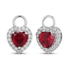Thumbnail Image 1 of Heart-Shaped Lab-Created Ruby & White Lab-Created Sapphire Halo Earring Charm Sterling Silver