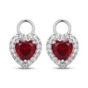 Thumbnail Image 2 of Heart-Shaped Lab-Created Ruby & White Lab-Created Sapphire Halo Earring Charm Sterling Silver