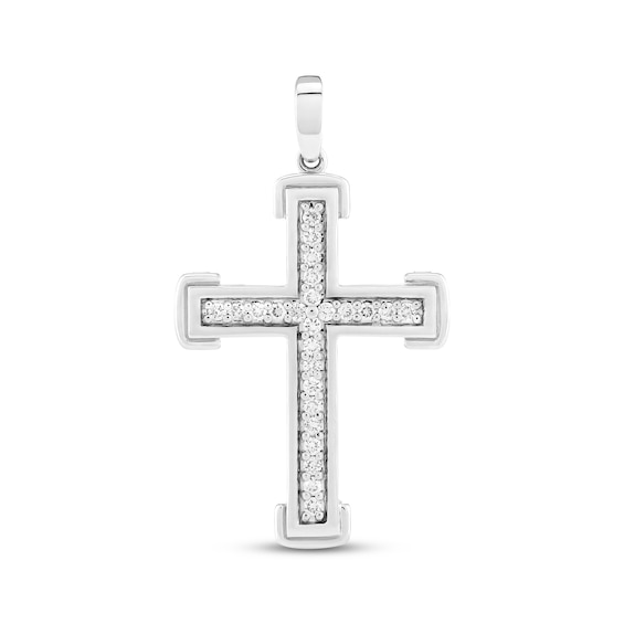 Diamond Cross Charm 1/3 ct tw Sterling Silver