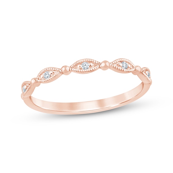 Lab-Grown Diamonds Milgrain Anniversary Ring 1/20 ct tw 10K Rose Gold