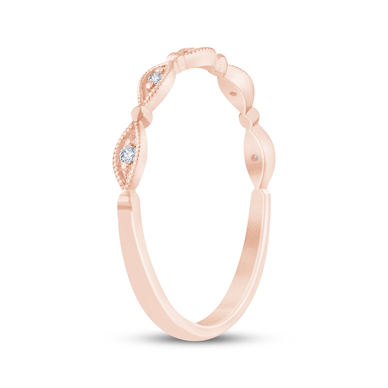 Main Image 2 of Lab-Grown Diamonds Milgrain Anniversary Ring 1/20 ct tw 10K Rose Gold